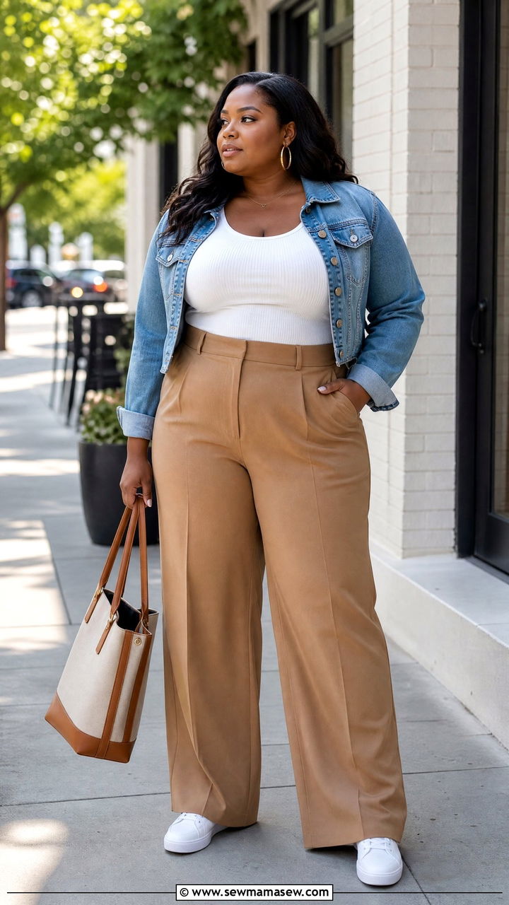 Plus Size Wide Leg Trousers Outfit - 20 plus size trousers outfit ideas