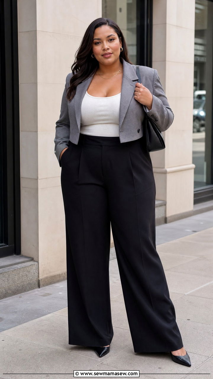 Plus Size Wide Leg Trousers Outfit - 20 plus size midsize outfit ideas