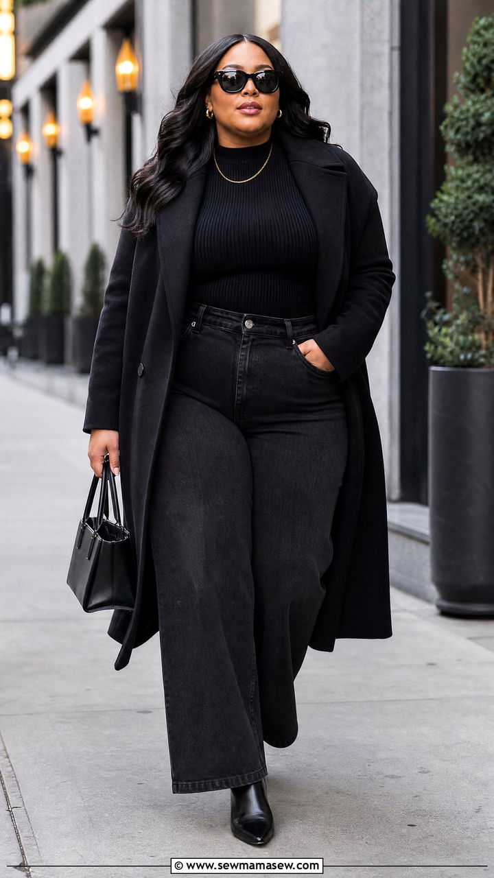 Plus Size Winter All Black Outfit - 20 plus size winter outfits