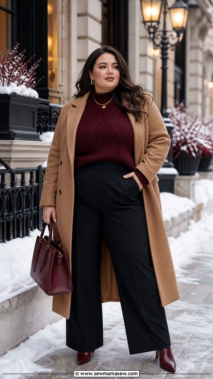 Plus Size Winter Burgundy Outfit - 20 plus size winter outfit ideas 2026