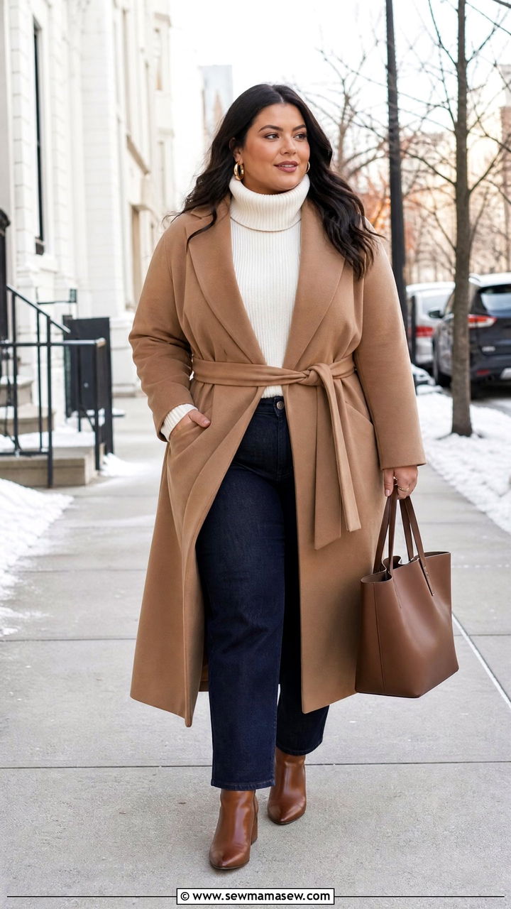 Plus Size Winter Camel Coat Outfit - 20 plus size winter outfit ideas 2026