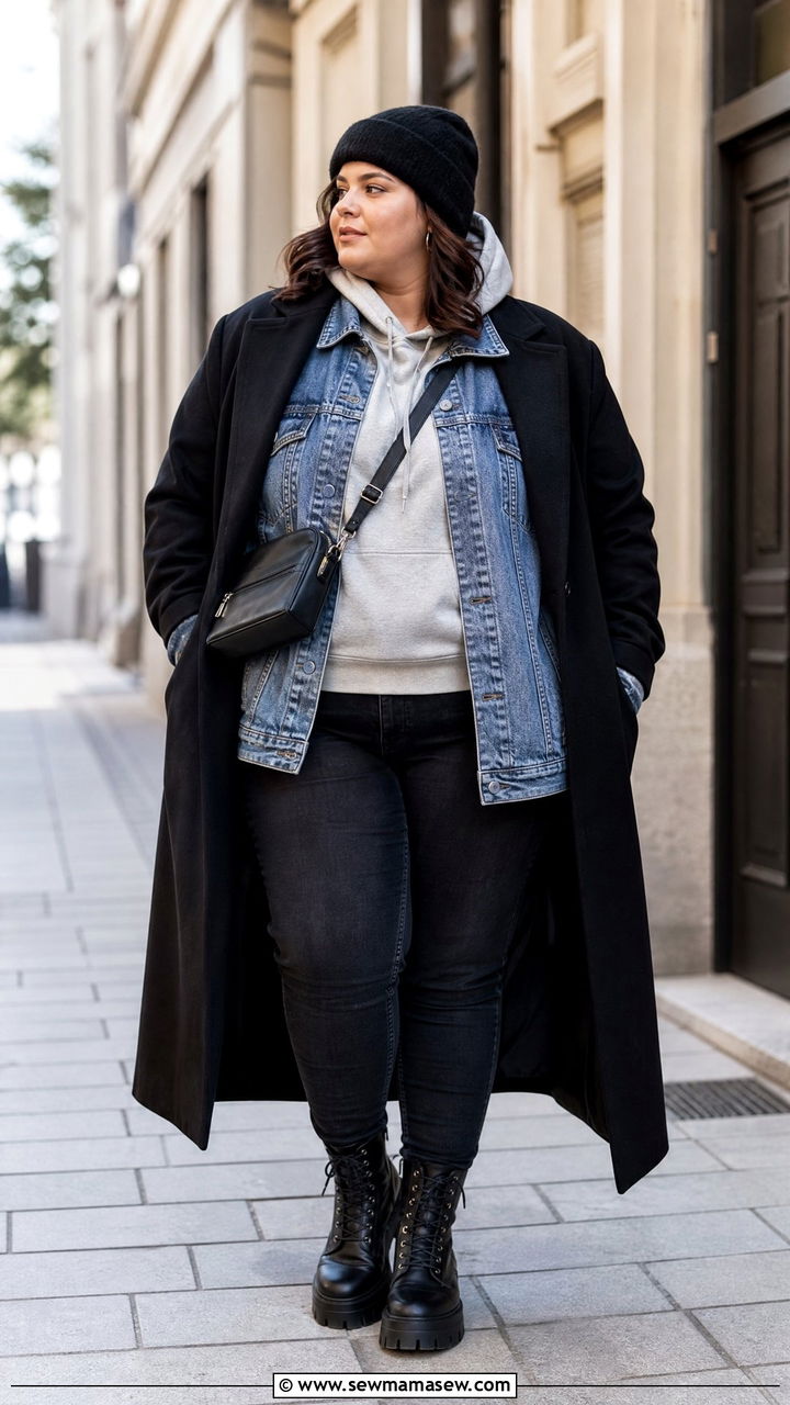 Plus Size Winter Denim Jacket Layered Outfit - 20 plus size winter outfit ideas 2026