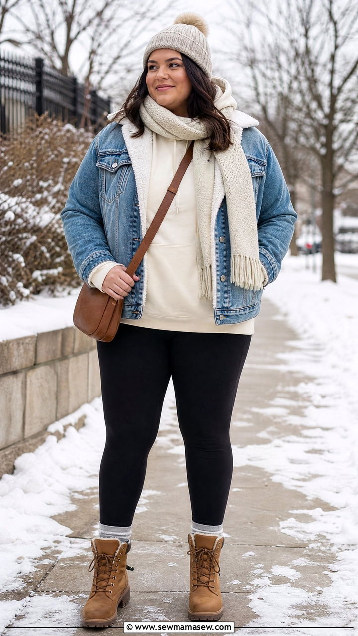 Plus Size Winter Denim Jacket Outfit - 20 plus size winter outfit ideas casual