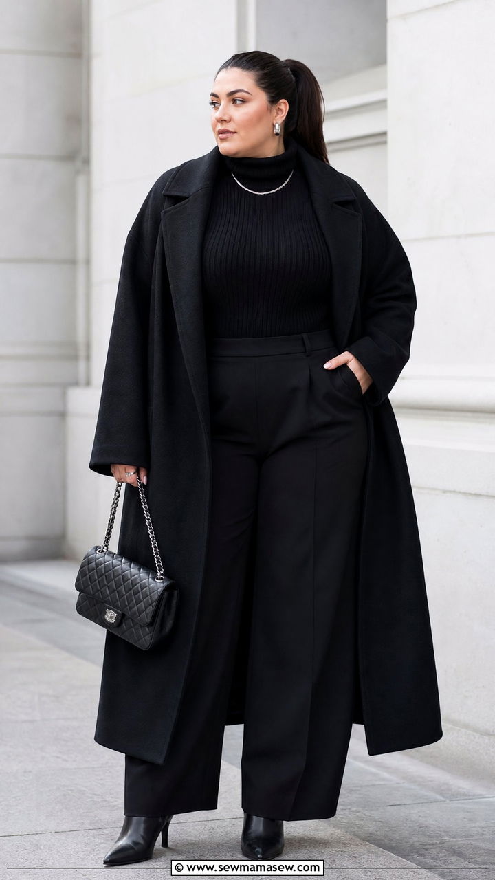 Plus Size Winter Monochrome Black Outfit - 20 plus size winter outfit ideas 2026