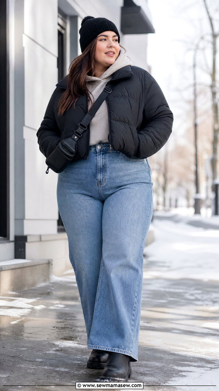 Plus Size Winter Puffer Jacket Outfit - 20 plus size winter outfit ideas casual