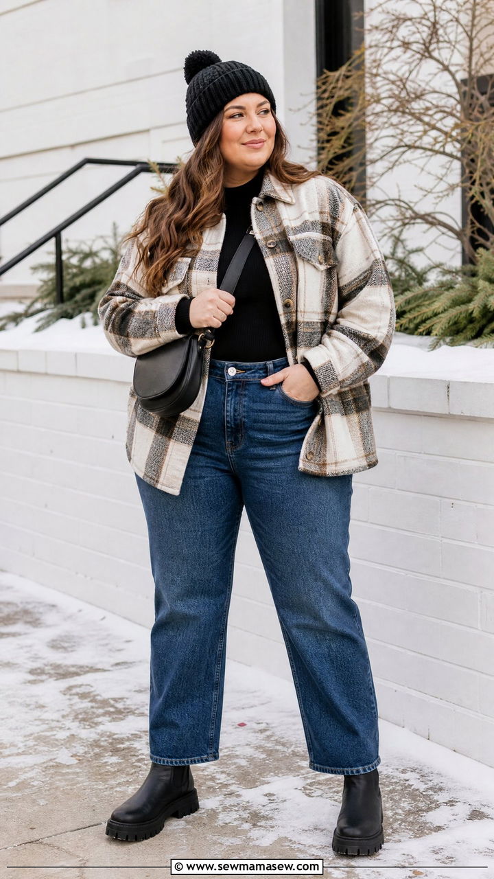 Plus Size Winter Shacket Outfit - 20 plus size winter outfit ideas casual