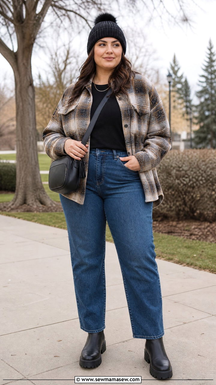 Plus Size Winter Shacket Outfit - 20 plus size winter fashion outfit ideas