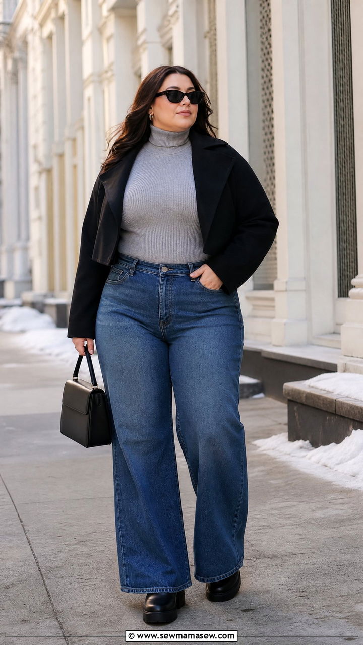 Plus Size Winter Wide Leg Jeans Outfit - 20 plus size winter outfit ideas 2026
