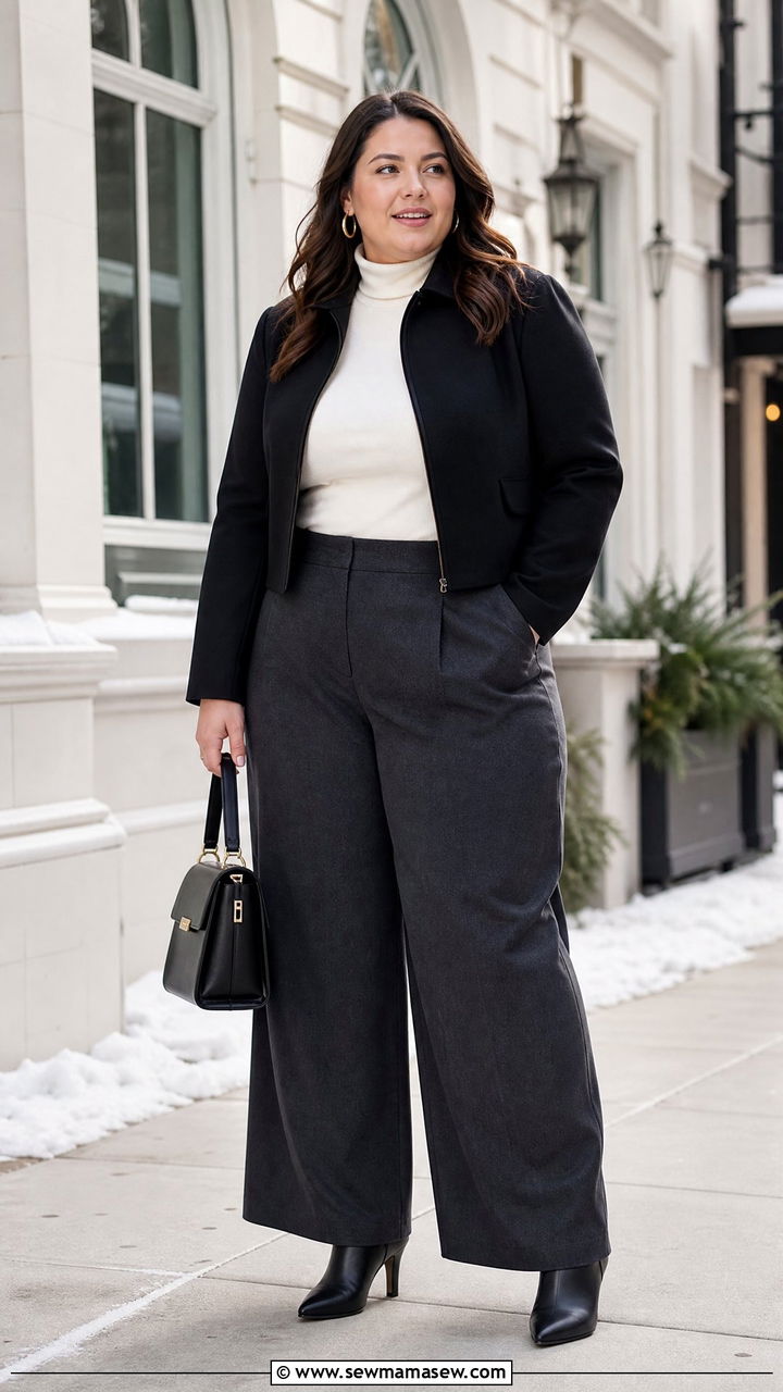 Plus Size Winter Wide Leg Pants Outfit - 20 plus size winter outfits