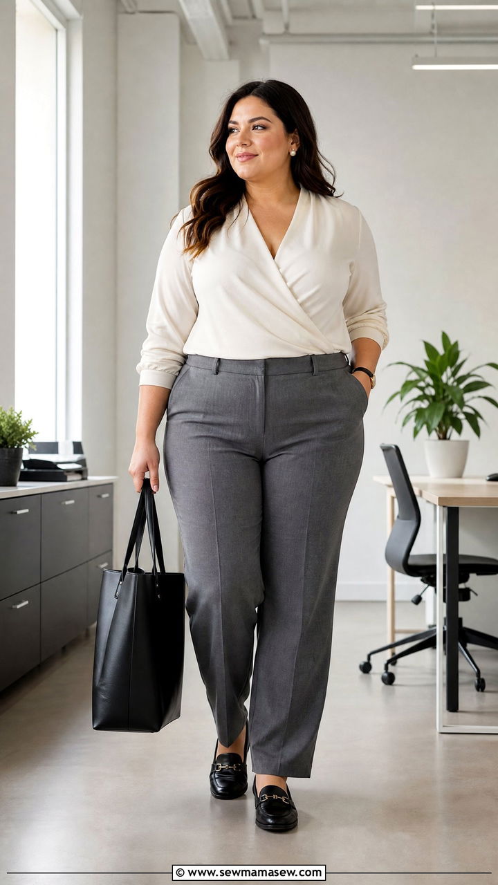 Plus Size Work Pants And Blouse Outfit - 20 how to style plus size outfits