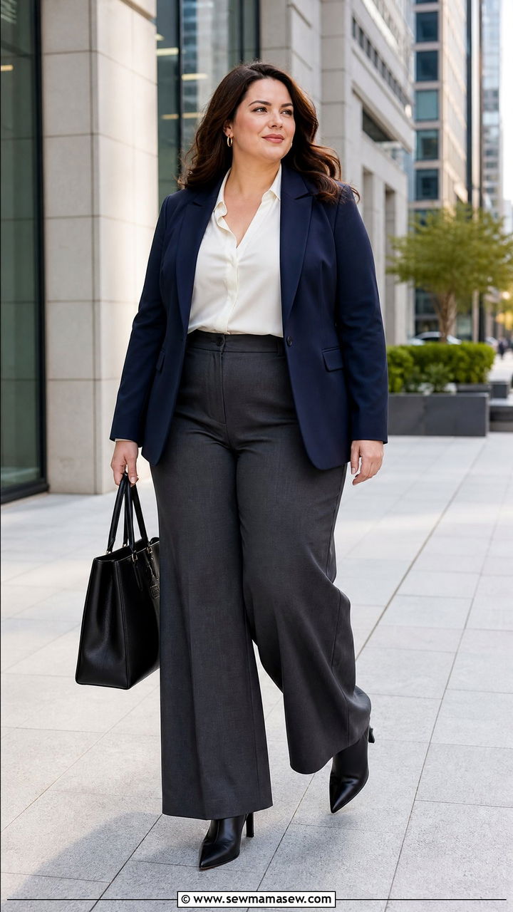 Plus Size Work Pants With Heeled Boots - 20 plus size outfit ideas with boots