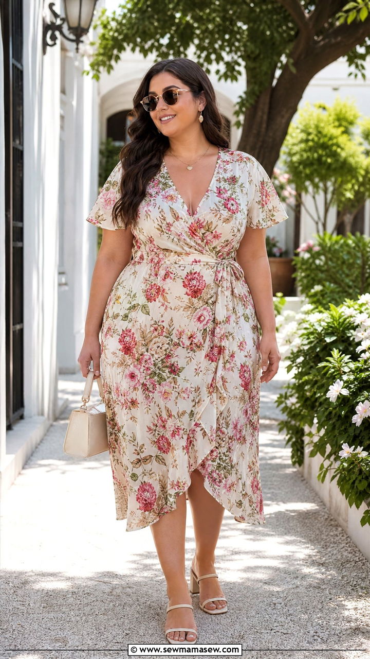 Plus Size Wrap Dress Outfit - 20 plus size summer outfit ideas for curvy women