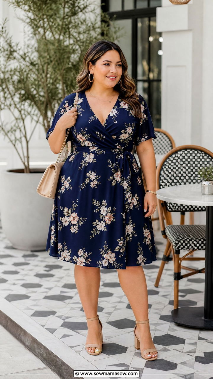 Plus Size Wrap Dress Outfit - 20 plus size outfits for short height