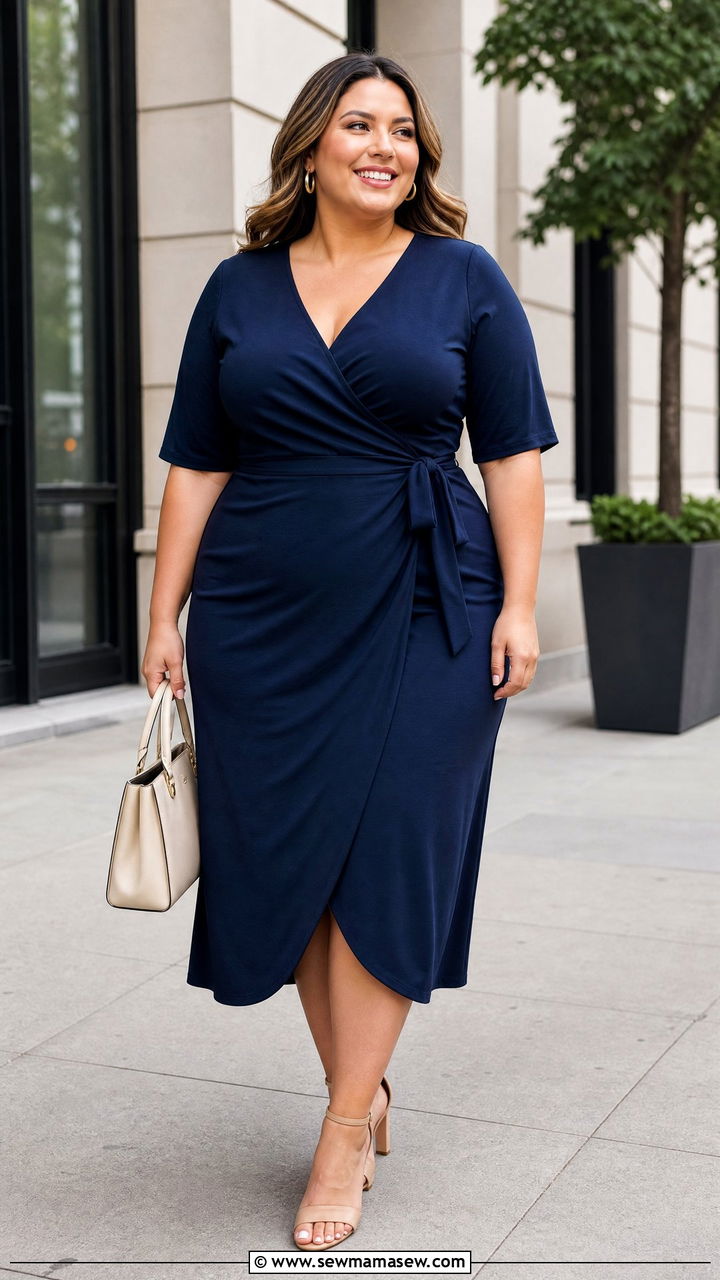 Plus Size Wrap Dress Outfit - 20 plus size outfits to hide tummy