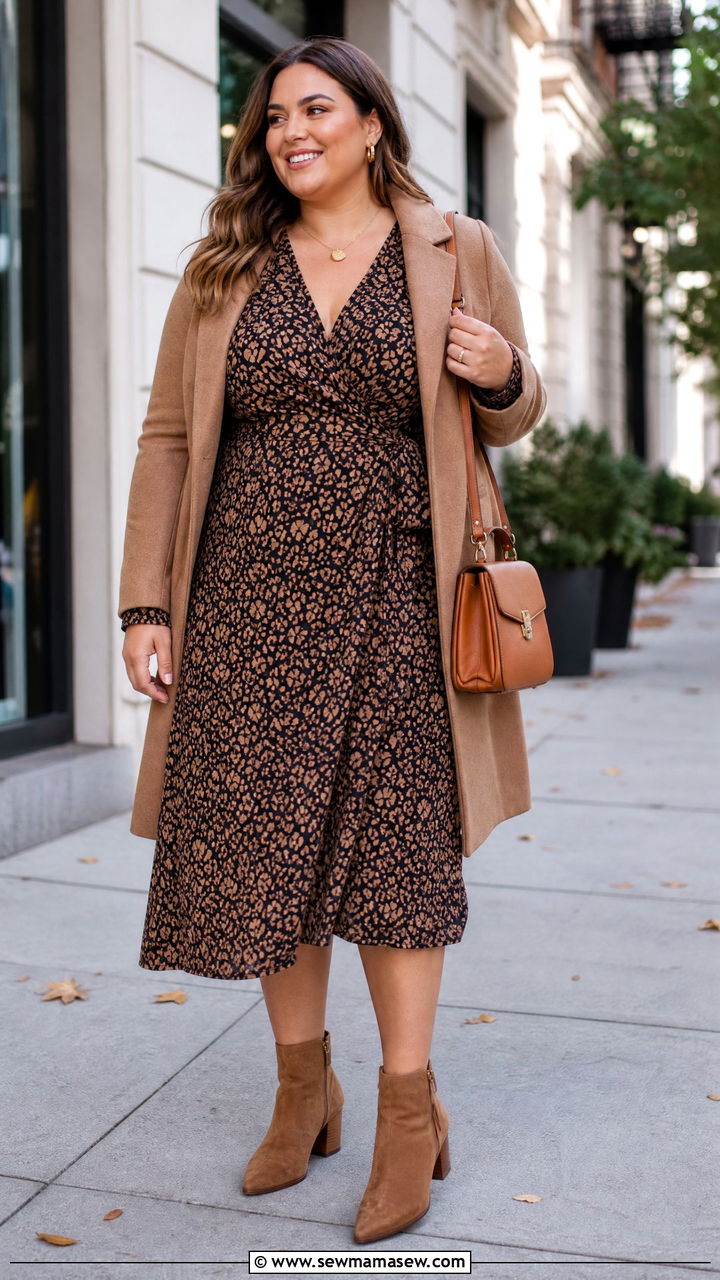 Plus Size Wrap Dress With Ankle Boots - 20 plus size wrap dress outfit ideas