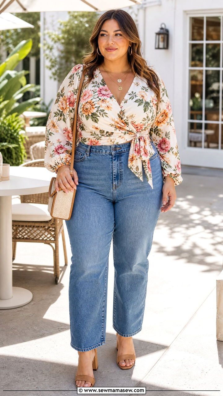 Plus Size Wrap Top Brunch Outfit - 20 plus size brunch top outfit ideas