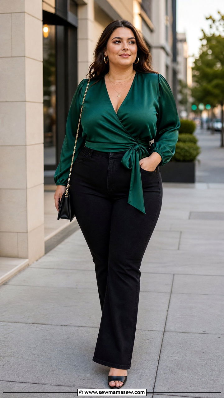 Plus Size Wrap Top Outfit - 20 plus size night out top outfit ideas