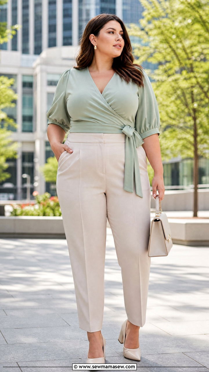 Plus Size Wrap Top Outfit - 20 plus size spring top outfit ideas