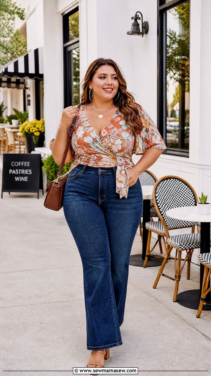 Plus Size Wrap Top Outfit - 20 plus size statement top outfit ideas