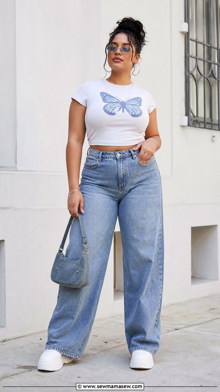 Plus Size Y2K Baby Tee Outfit - 20 plus size y2k outfit ideas