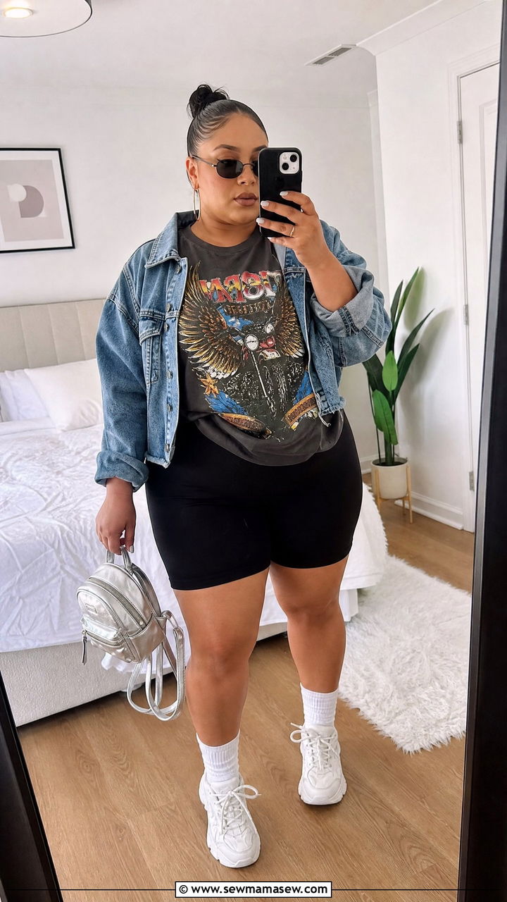 Plus Size Y2K Biker Shorts Outfit - 20 plus size y2k outfit ideas