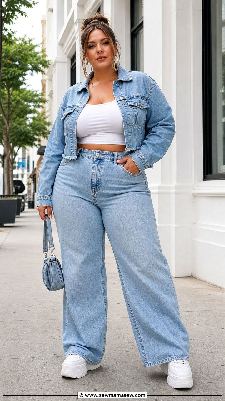 Plus Size Y2K Denim On Denim Outfit - 20 plus size y2k outfit ideas