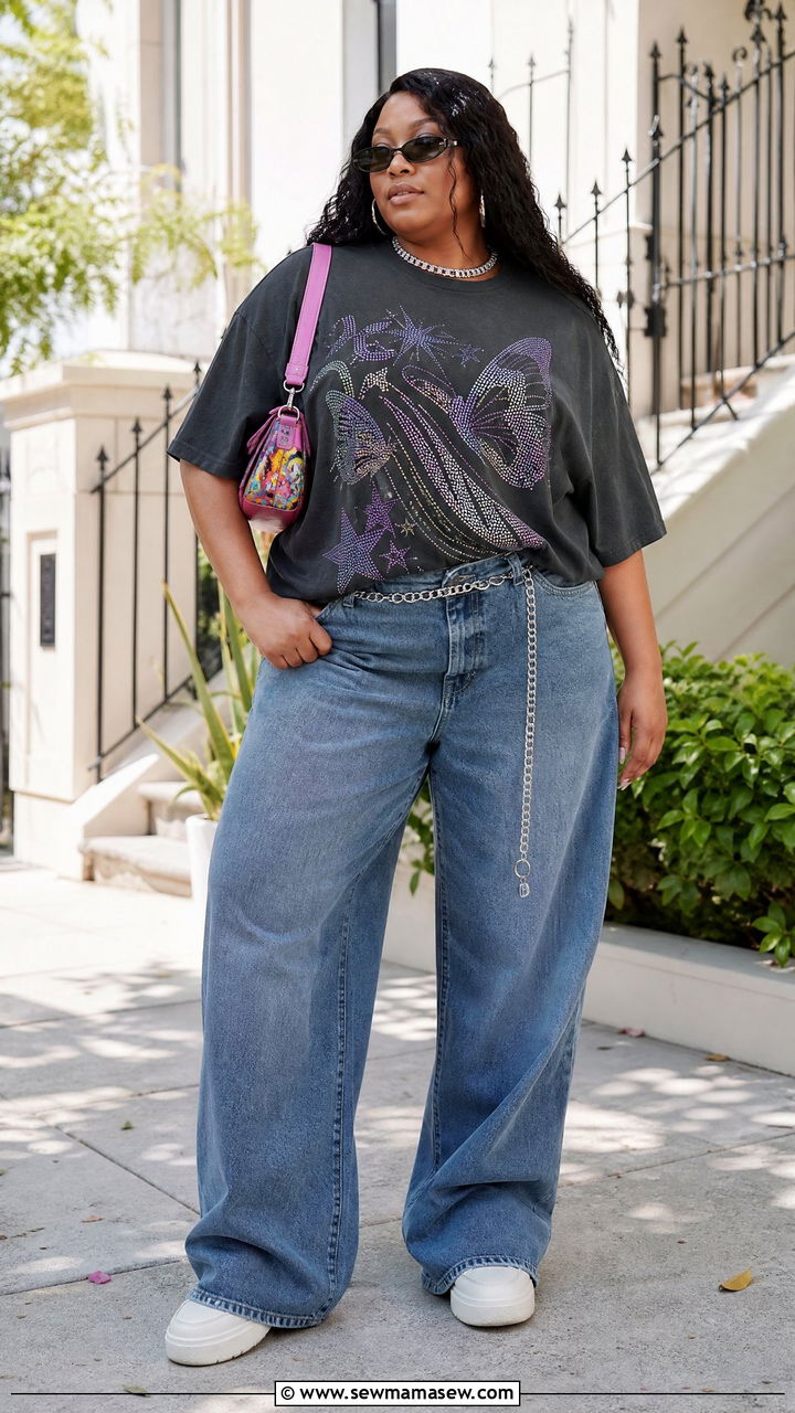 Plus Size Y2K Graphic Tee Outfit - 20 plus size y2k outfit ideas