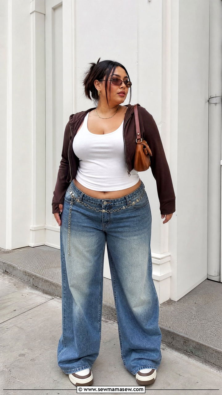 Plus Size Y2K Low Rise Look Outfit - 20 plus size y2k outfit ideas