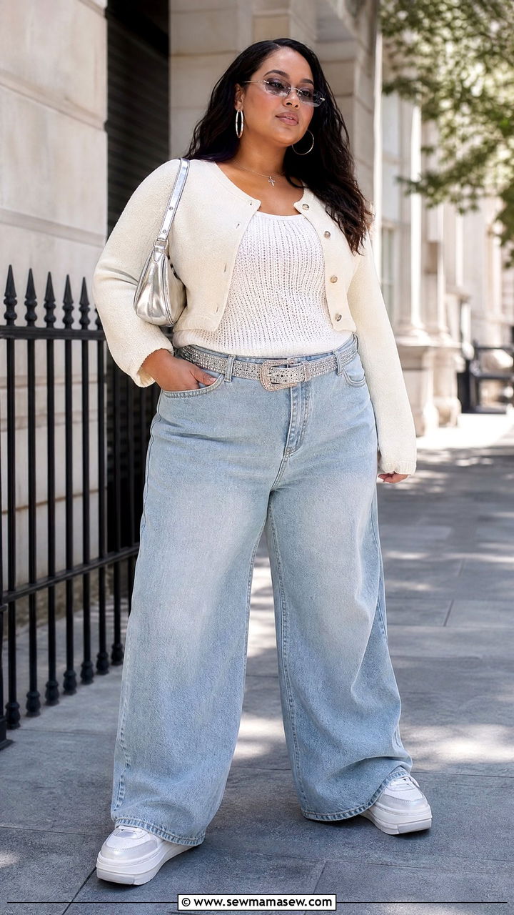 Plus Size Y2K Metallic Bag Outfit - 20 plus size y2k outfit ideas