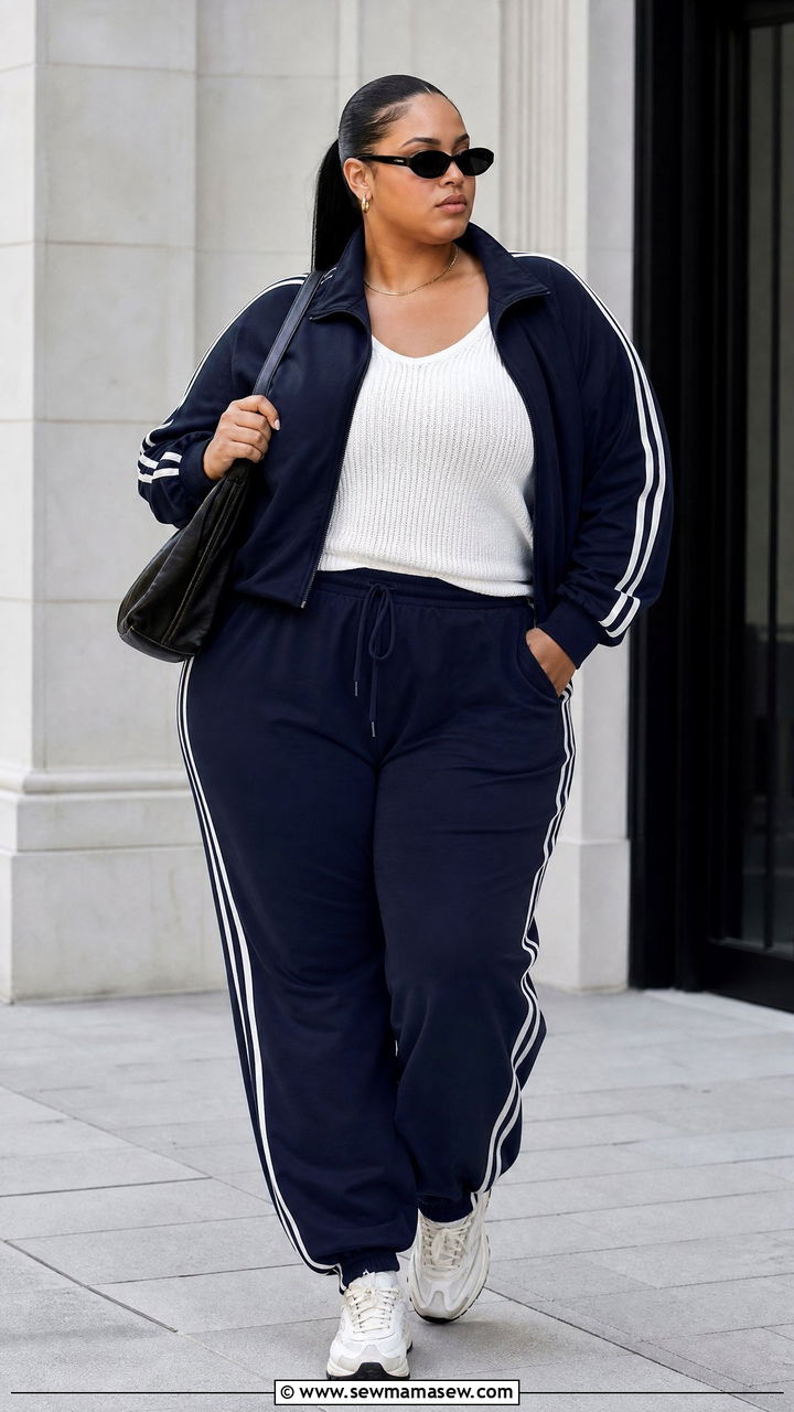 Plus Size Y2K Tracksuit With Crop Top Outfit - 20 plus size y2k outfit ideas