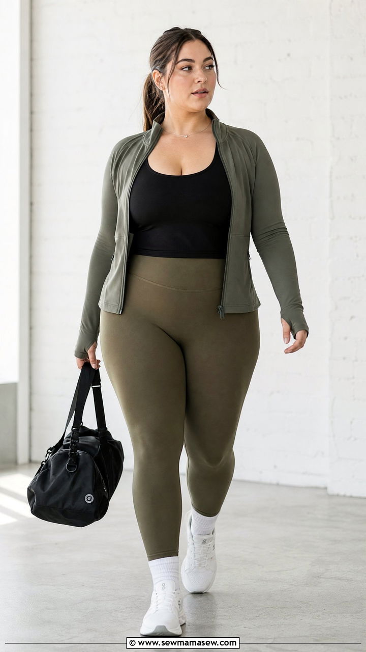 Plus Size Zip Jacket Gym Outfit - 20 plus size gym outfit ideas