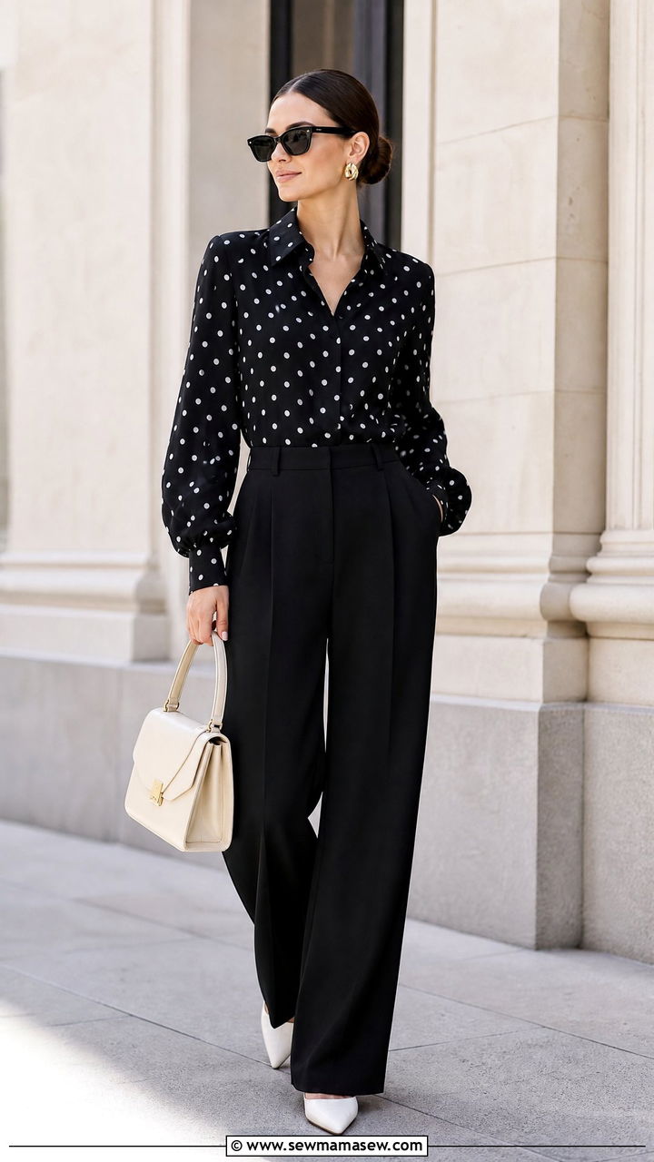 Polka Dot Top With A Matching Color Bottom - 20 polka dot top outfit ideas