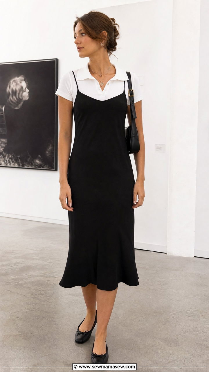 Polo Top With A Slip Dress - 20 polo top outfit ideas