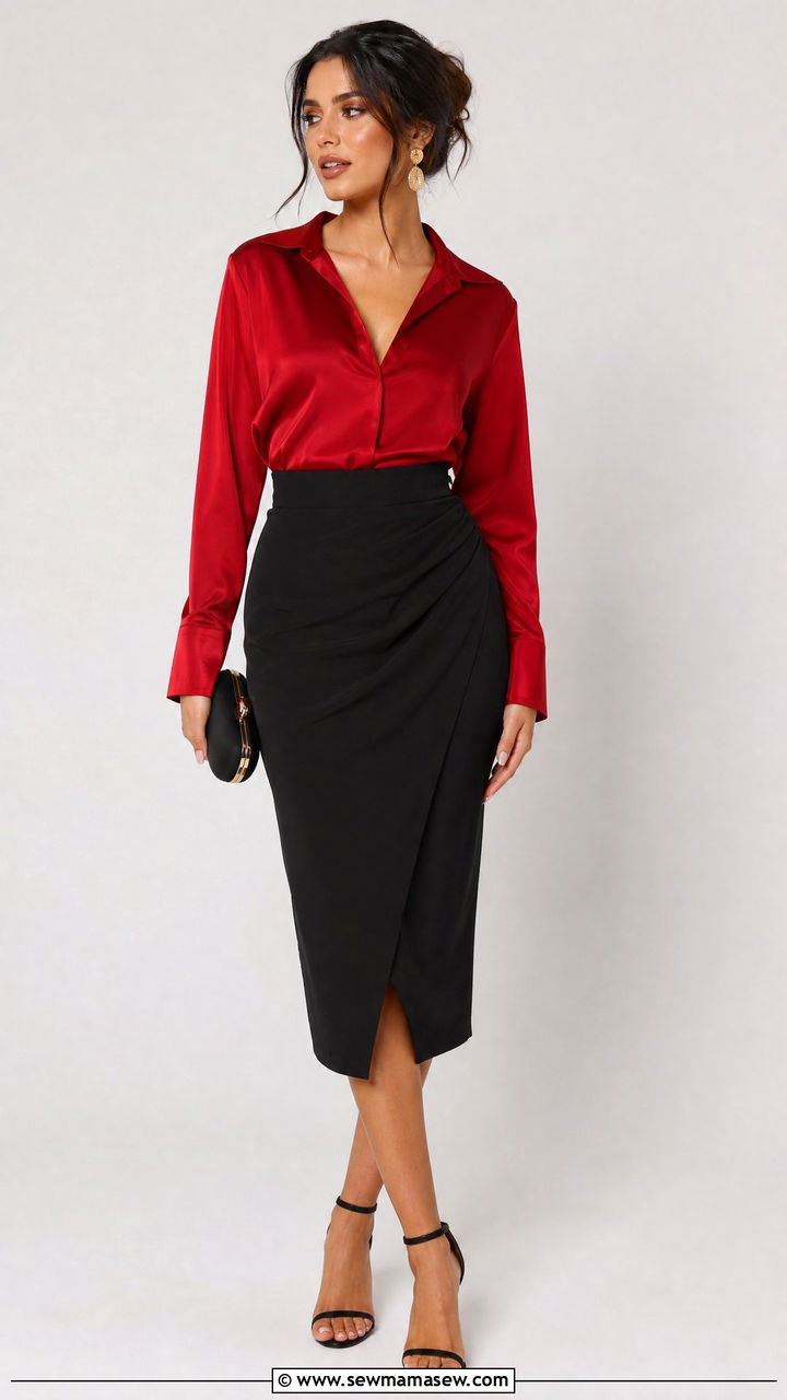 Red Crop Top And Black Skirt Outfit - 20 crop top outfits for party