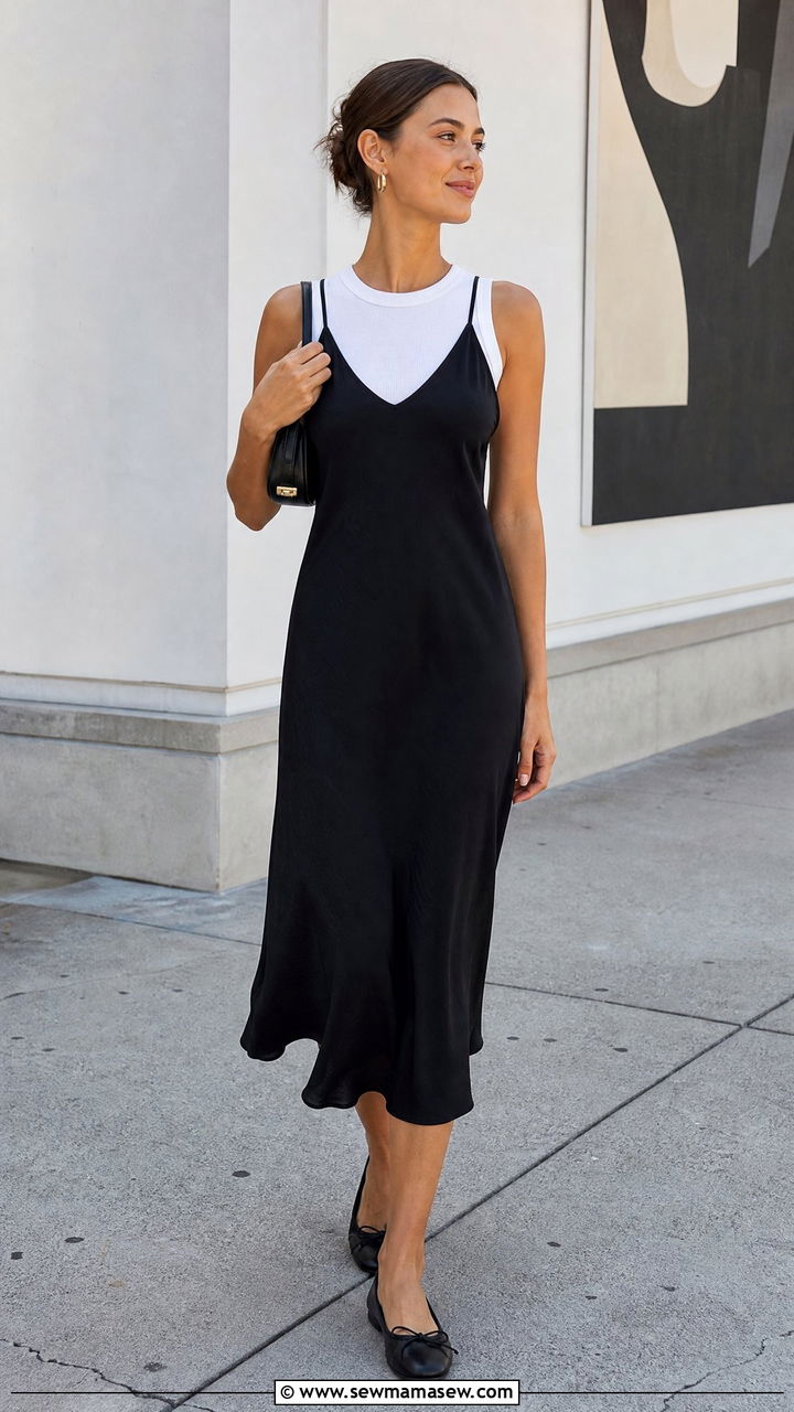 Ribbed Tank Top With Slip Dress Layering - 20 ribbed tank top outfit ideas