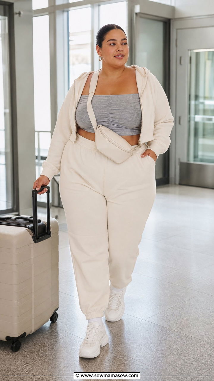 Ruched Tube Top With Joggers - 20 plus size ruched tube top outfit ideas