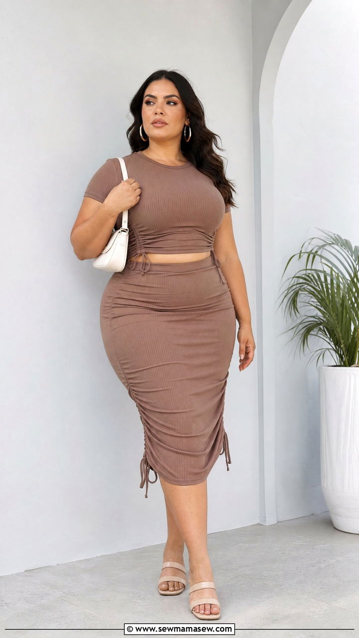 Ruched Tube Top With Matching Skirt Set - 20 plus size ruched tube top outfit ideas