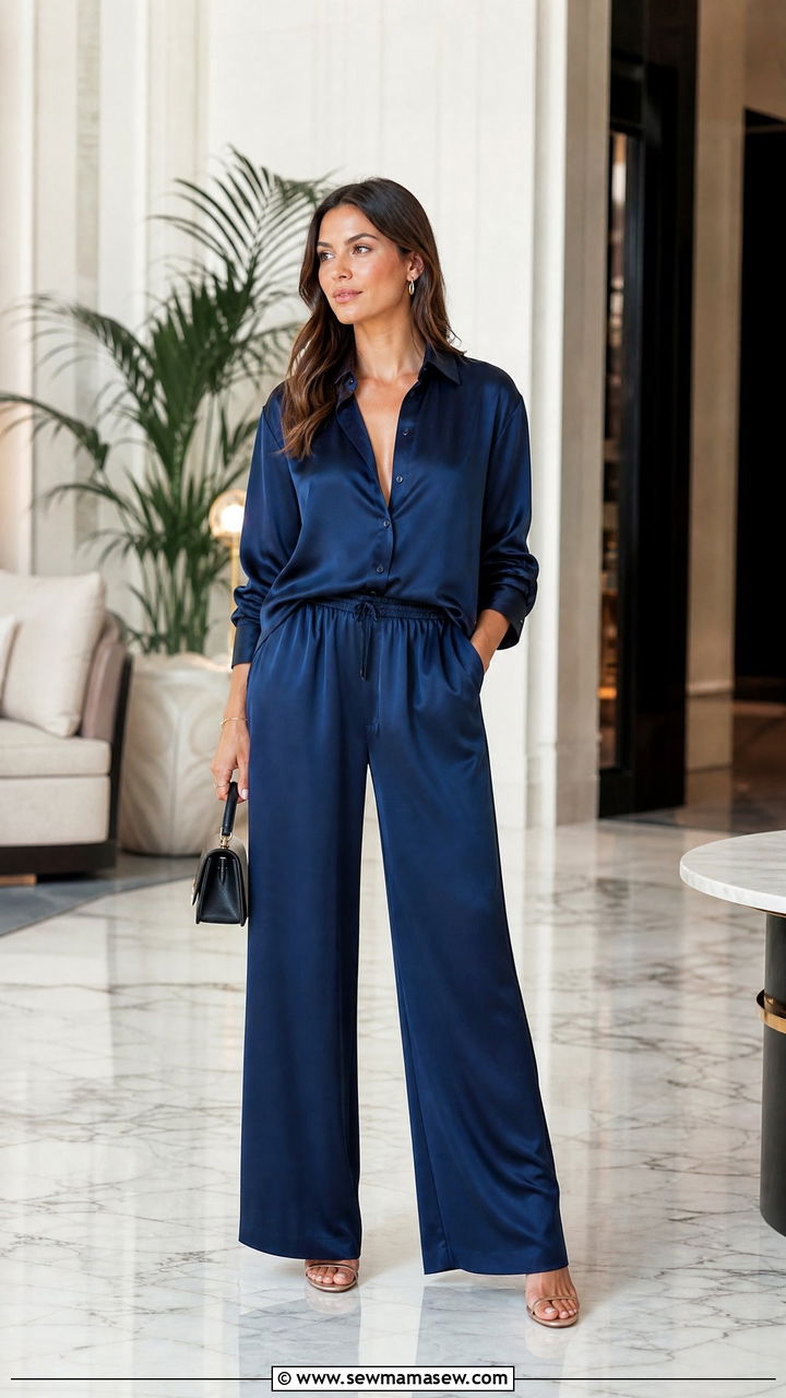 Satin Blouse With Matching Satin Pants - 20 satin blouse outfit ideas