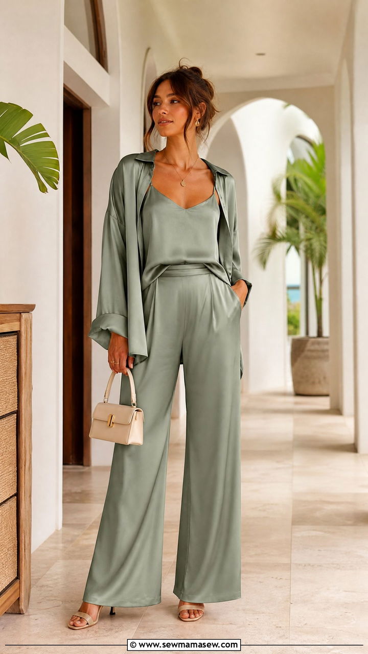 Satin Cami Top With Matching Co Ord Set - 20 satin cami top outfit ideas
