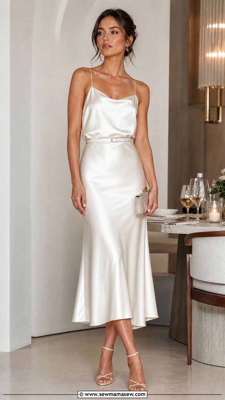 Satin Cami Top With Satin Midi Skirt - 20 satin cami top outfit ideas