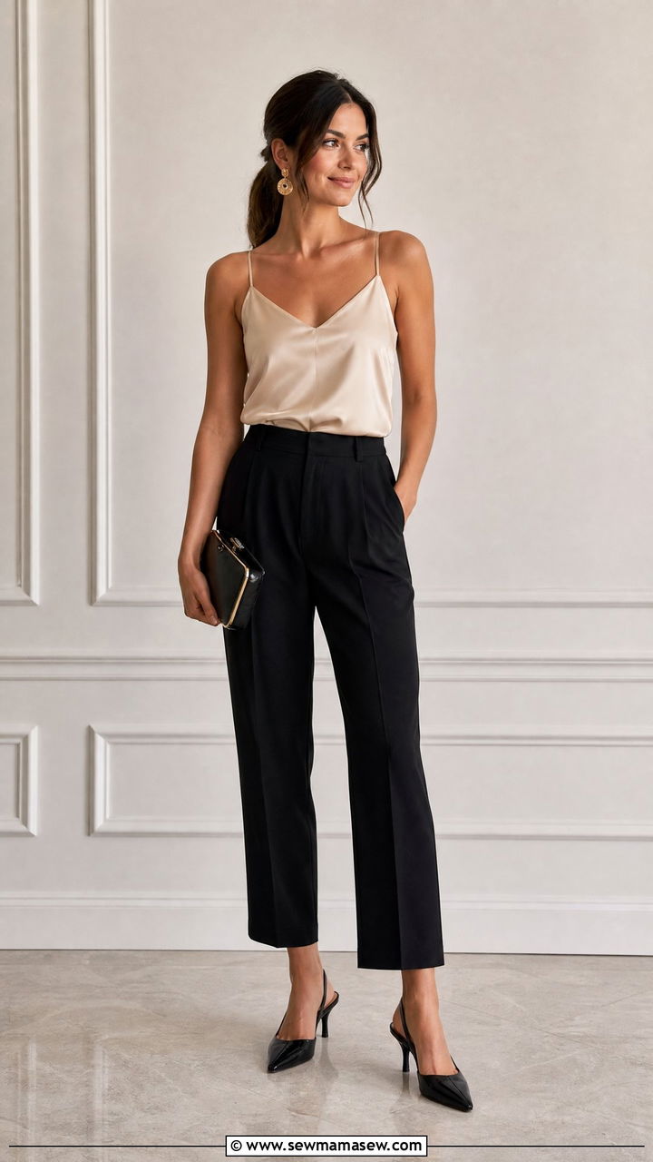 Satin Camisole Top With Tailored Trousers - 20 camisole top outfit ideas