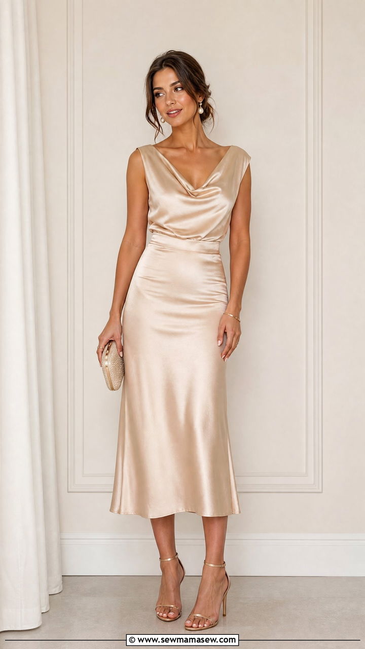 Satin Crop Top And Midi Skirt Outfit - 20 crop top outfits for party