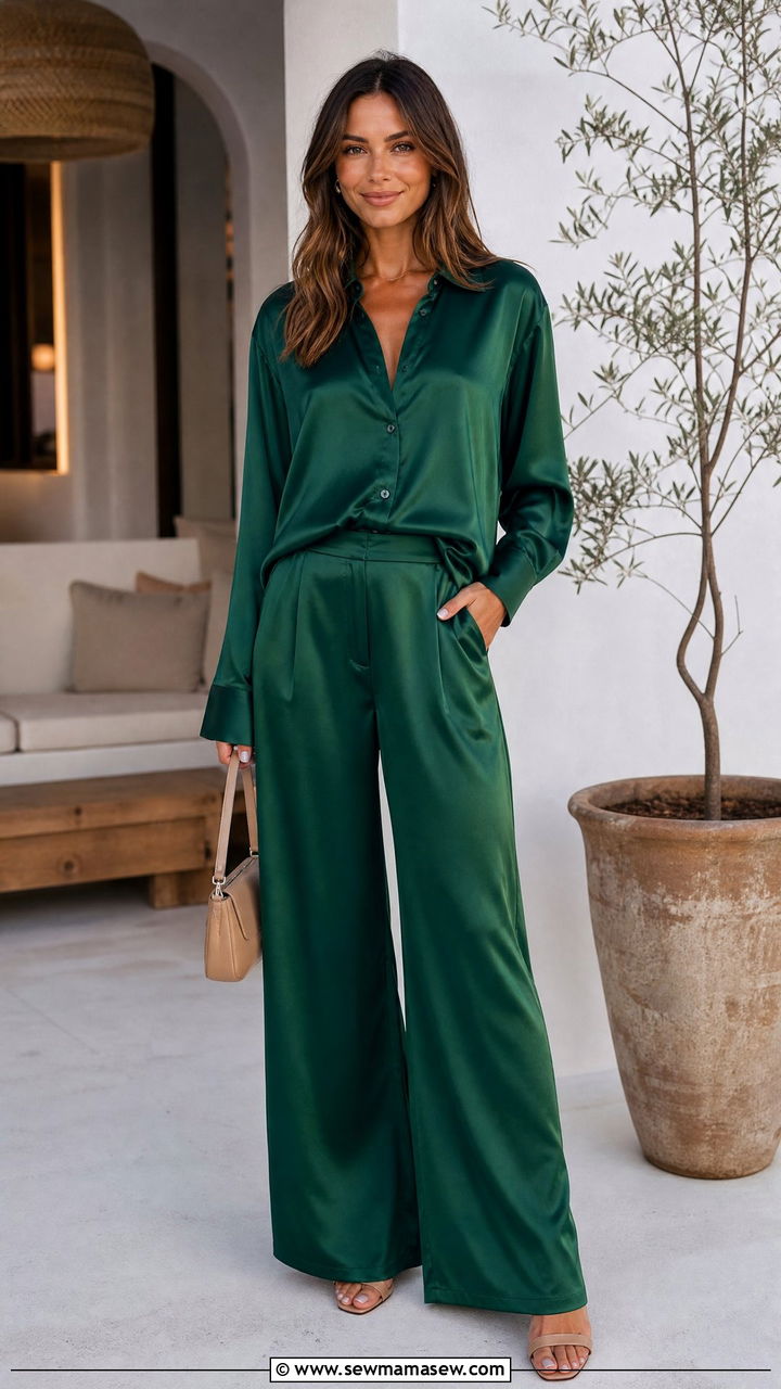 Satin Top With Matching Pants - 20 satin top outfit ideas
