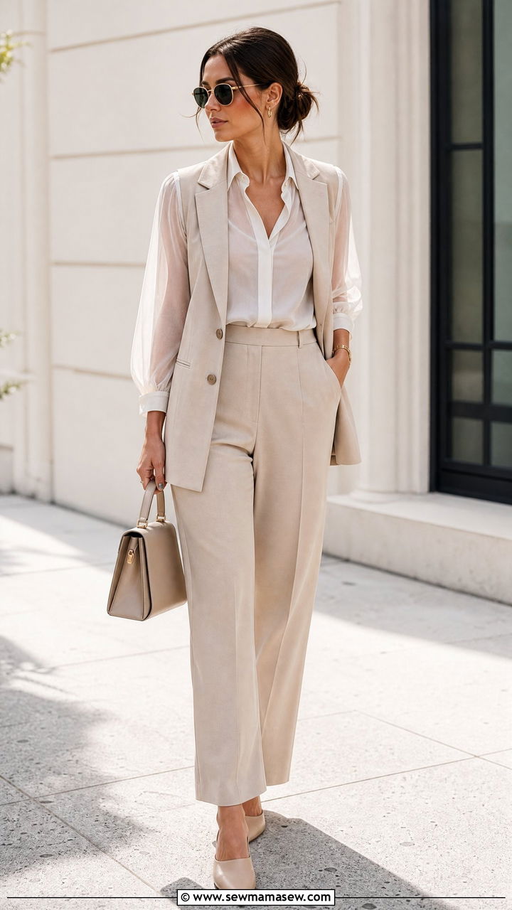 Sheer Blouse With Matching Set - 20 sheer blouse outfit ideas