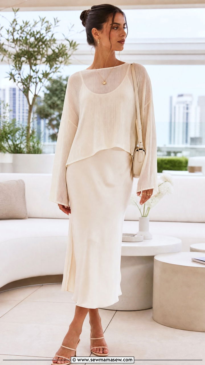 Sheer Top With Matching Bralette And Skirt - 20 sheer top outfit ideas
