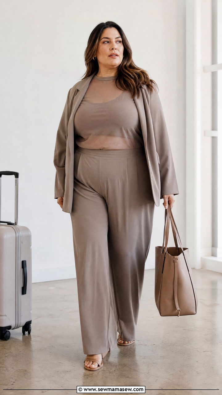 Sheer Top With Matching Pants Set - 20 plus size sheer top outfit ideas