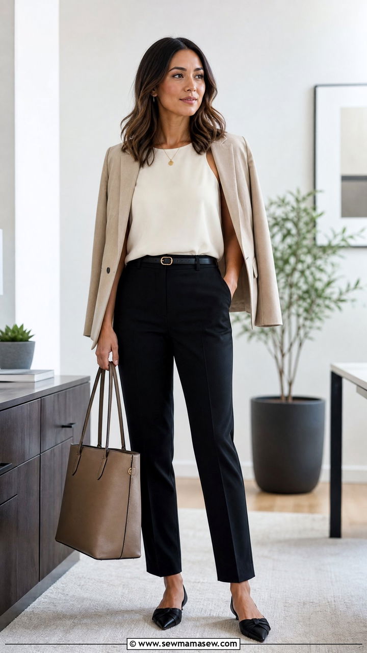 Sleeveless Shell Top Work Outfit - 20 work top outfit ideas