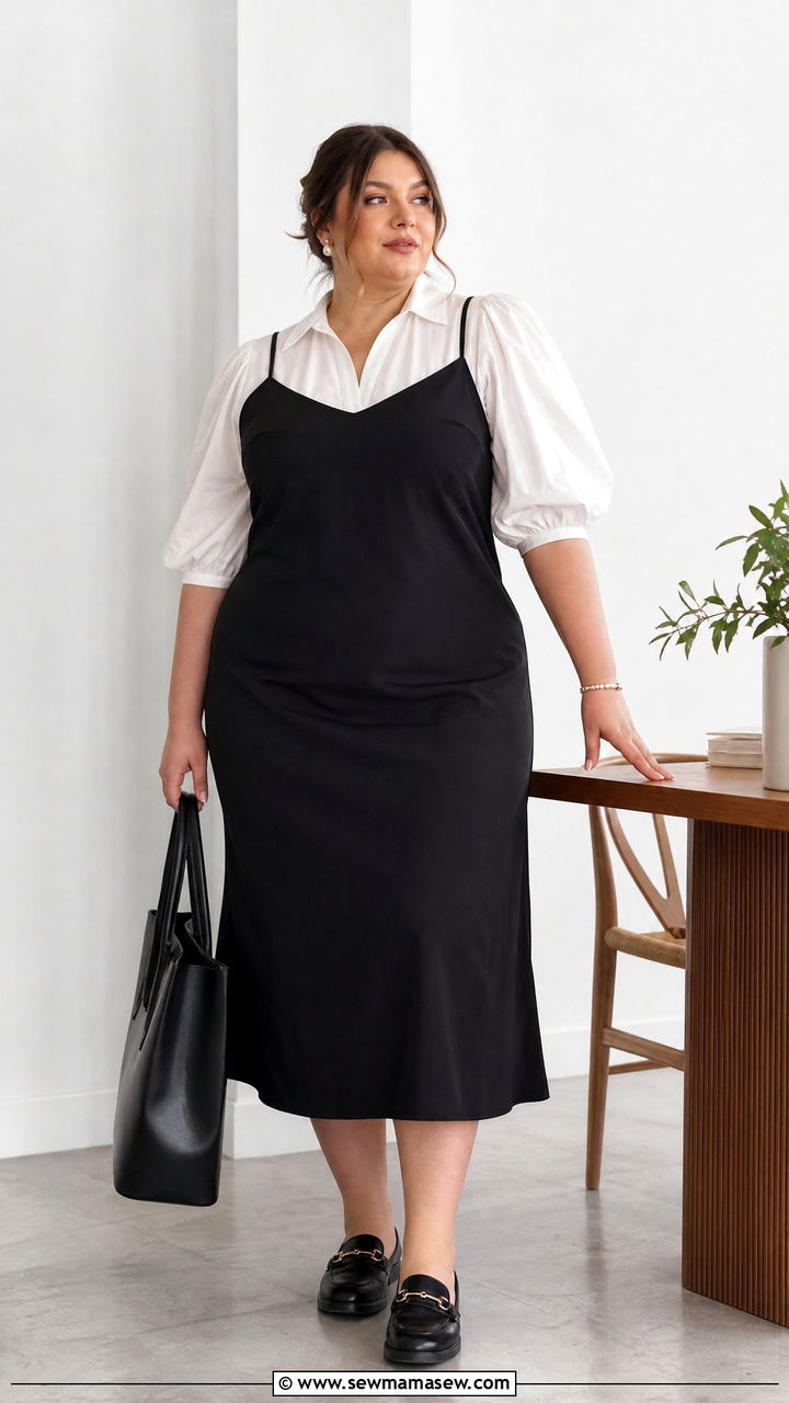 Slip Dress With Blouse Underneath - 20 plus size slip dress outfit ideas