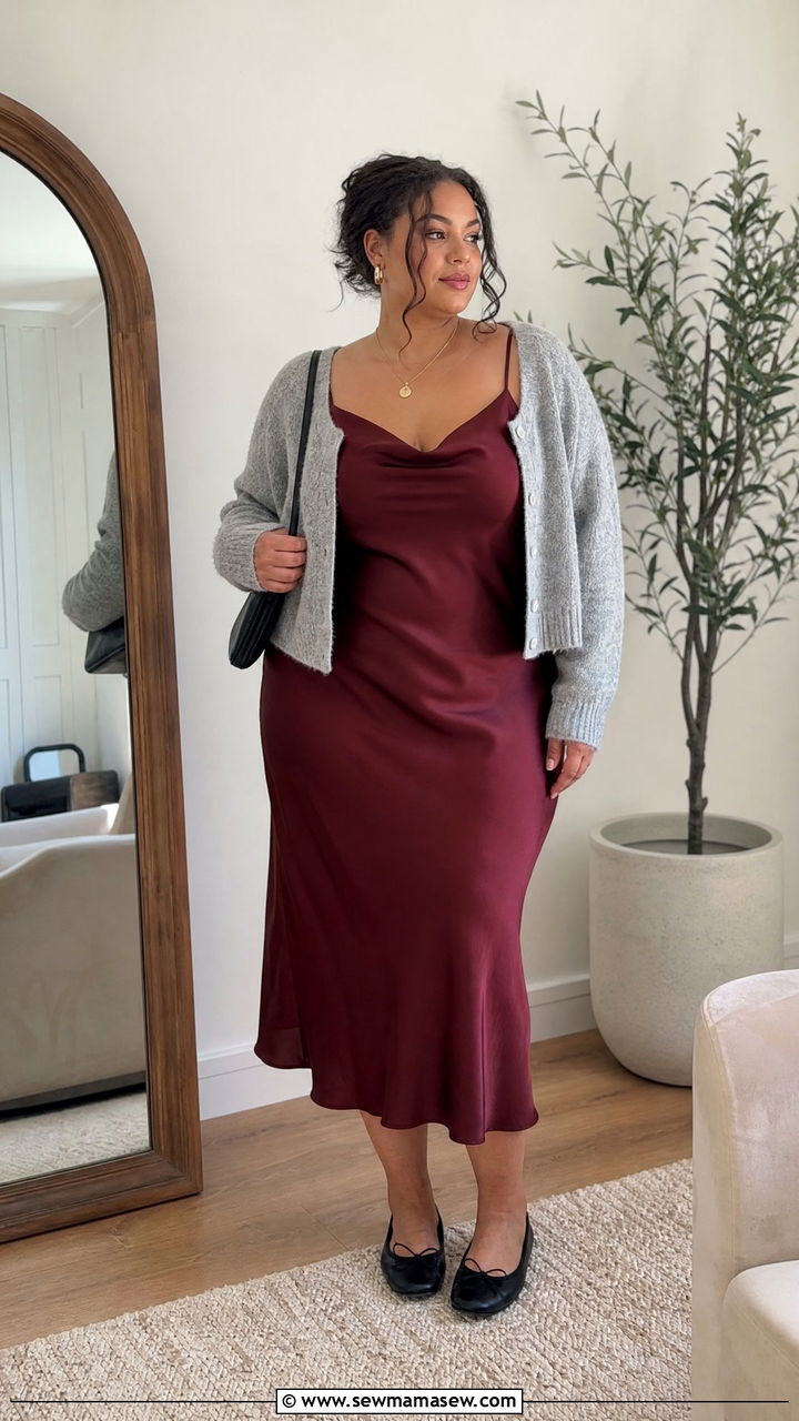 Slip Dress With Cardigan - 20 plus size slip dress outfit ideas