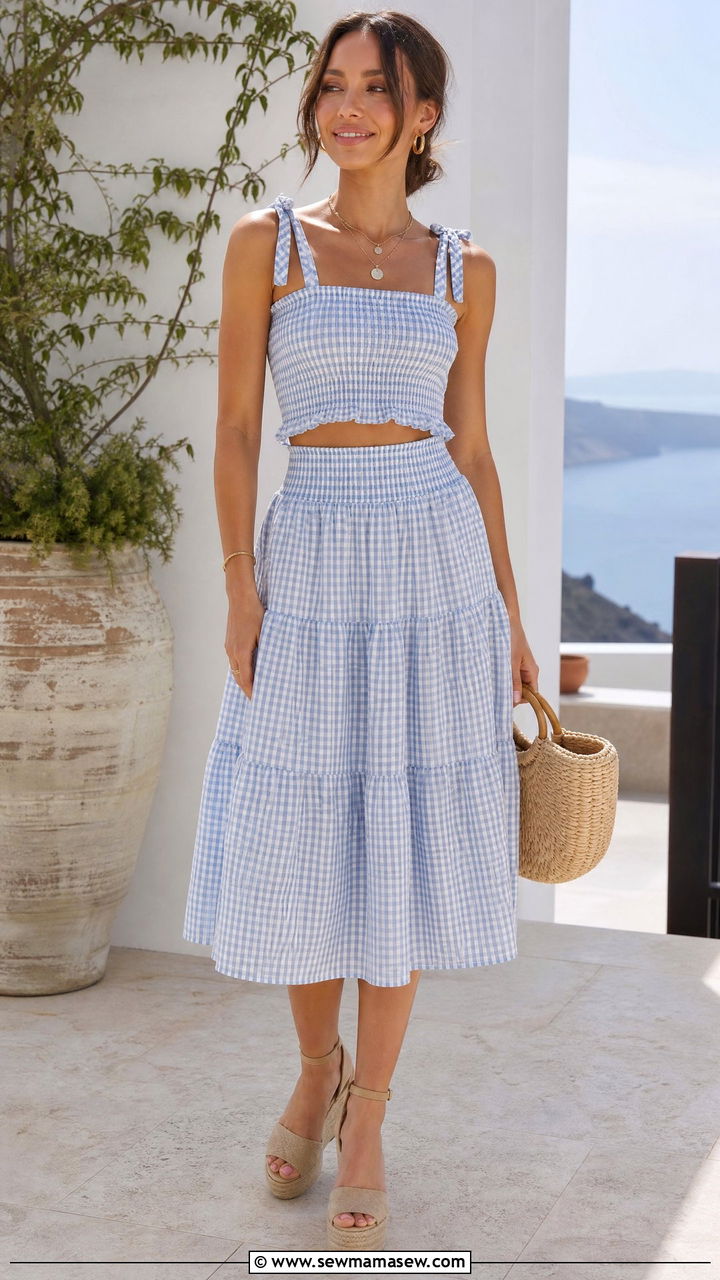 Smocked Top With Matching Skirt Set - 20 smocked top outfit ideas